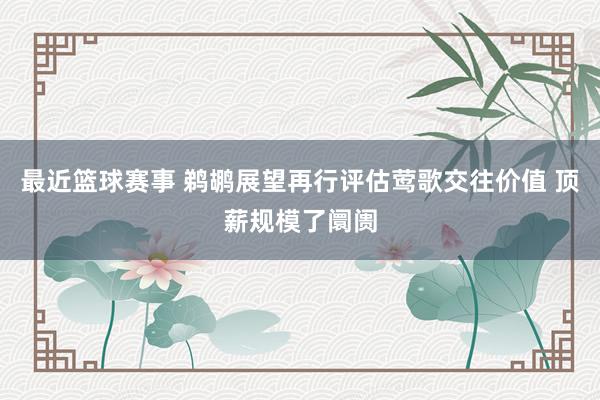 最近篮球赛事 鹈鹕展望再行评估莺歌交往价值 顶薪规模了阛阓