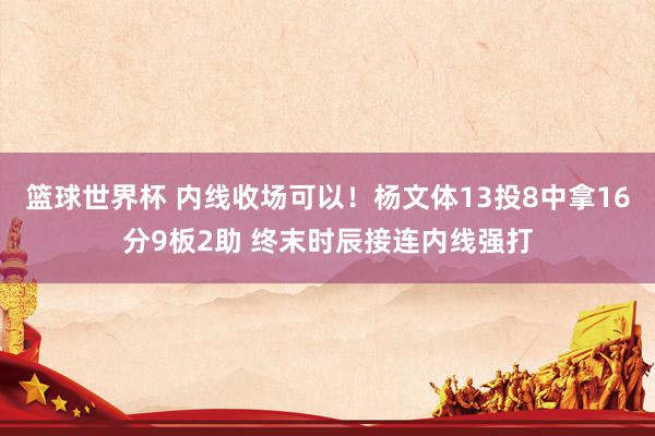 篮球世界杯 内线收场可以！杨文体13投8中拿16分9板2助 终末时辰接连内线强打