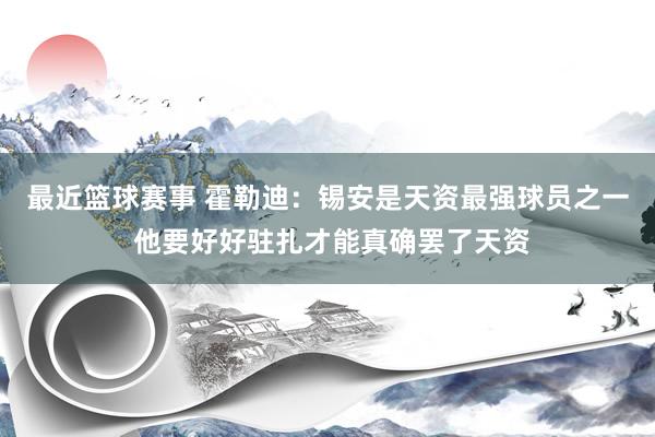 最近篮球赛事 霍勒迪：锡安是天资最强球员之一 他要好好驻扎才能真确罢了天资