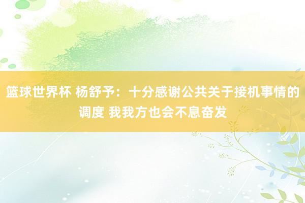 篮球世界杯 杨舒予：十分感谢公共关于接机事情的调度 我我方也会不息奋发