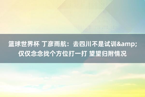 篮球世界杯 丁彦雨航：去四川不是试训&仅仅念念找个方位打一打 望望归附情况