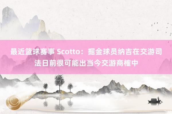 最近篮球赛事 Scotto：掘金球员纳吉在交游司法日前很可能出当今交游商榷中